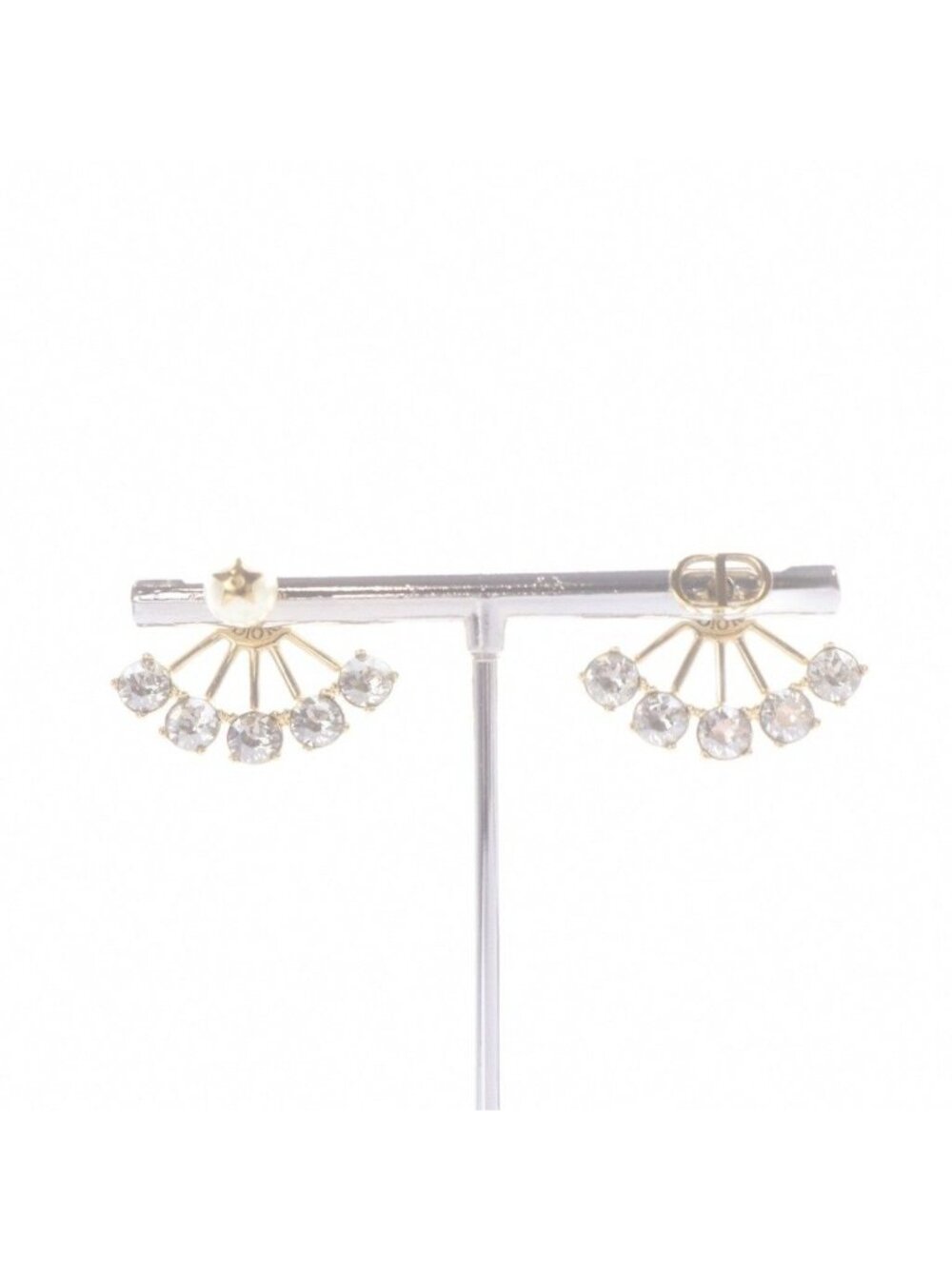 Dior Rhinestone CD Earrings Gold